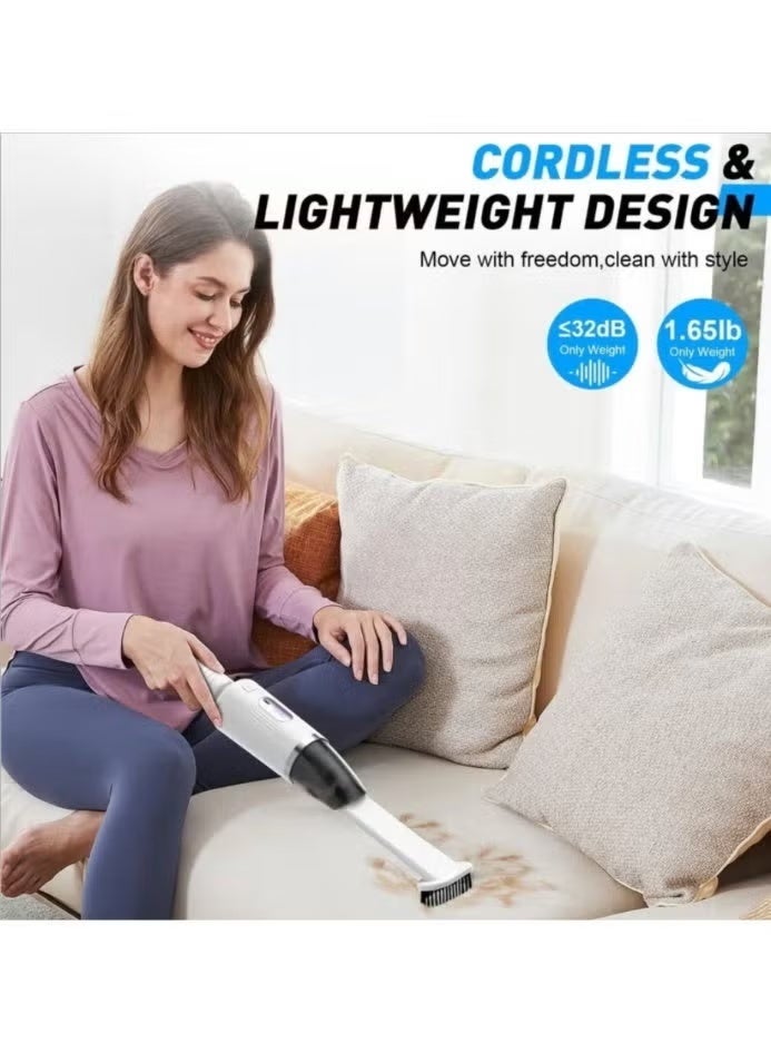 جرين تايجر مكنسة كهربائية لاسلكية متعددة الوظائف للسيارة وجهاز للتحكم في عث الغبار - مكنسة يدوية محمولة مع شحن سريع، ووقت تشغيل من 25 إلى 30 دقيقة، للاستخدام المنزلي والسيارة - Image 2