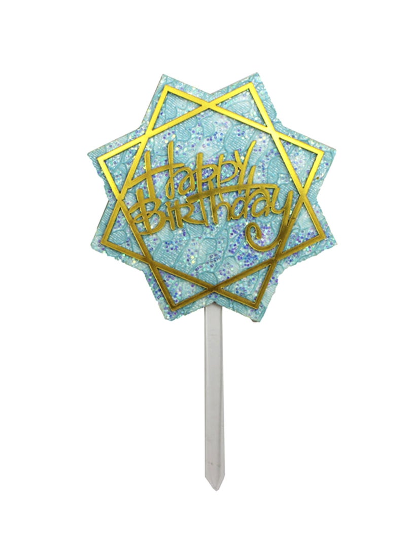 PARTY FUN Happy Birthday Blue Cake Topper 1pcs  - Image 1