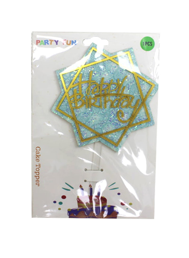 PARTY FUN Happy Birthday Blue Cake Topper 1pcs  - Image 2