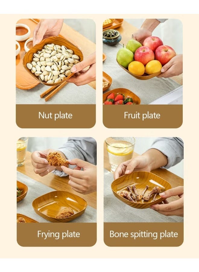 EETU 15 Pcs Wood Grain Plates,Wood Texture Reusable Appetizer and Dessert Plates Set,Heavy Duty Elegant and Sturdy Design Plates Eco Friendly Dinner Plates for Dishes Snack,Dessert,Salad Serving,Housewarming - Image 4