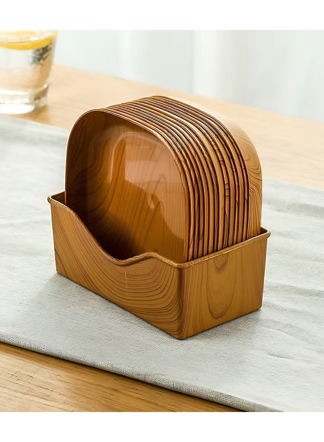 EETU 15 Pcs Wood Grain Plates,Wood Texture Reusable Appetizer and Dessert Plates Set,Heavy Duty Elegant and Sturdy Design Plates Eco Friendly Dinner Plates for Dishes Snack,Dessert,Salad Serving,Housewarming - Image 1