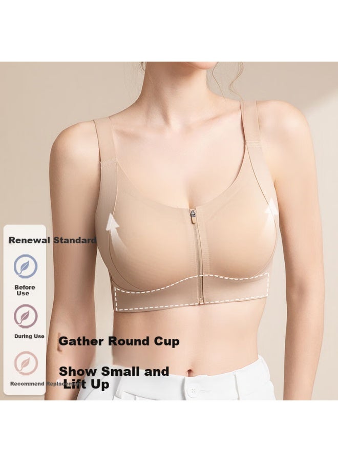 Gracewell Women's Sports Bra With Front Zipper, Shock-absorbing, For Fitness Training, Running, Yoga, Lift-up And Anti-sagging, 2XL - Image 3