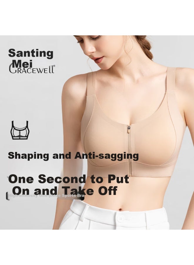 Gracewell Women's Sports Bra With Front Zipper, Shock-absorbing, For Fitness Training, Running, Yoga, Lift-up And Anti-sagging, 2XL - Image 1