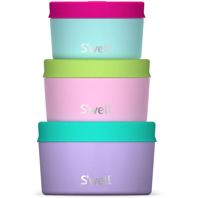 S'well Stainless Steel Food Canister Set Of Three, 10oz, 16oz, and 24oz, Pastel Paradise, Single Walled Durable Construction, BPA Free, Dishwasher Safe - Image 1