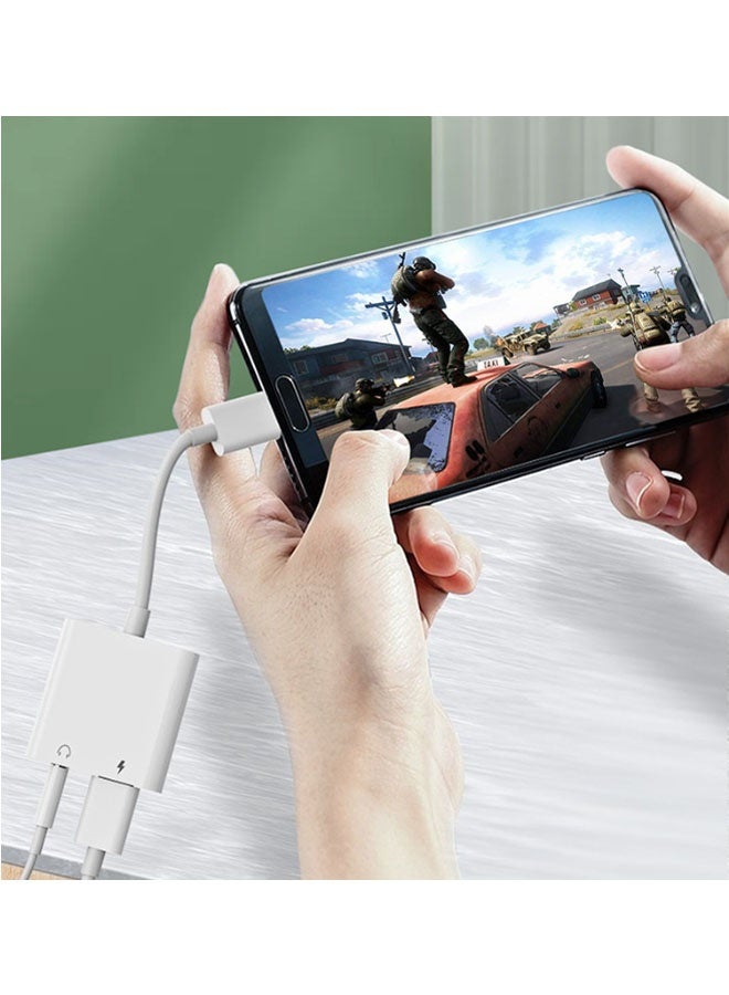 CF USB-C to Dual USB-C Port Audio and Charging 2-in-1 Adapter Extender (No Power Required) Charging Audio Sync Connector (White) - Image 3