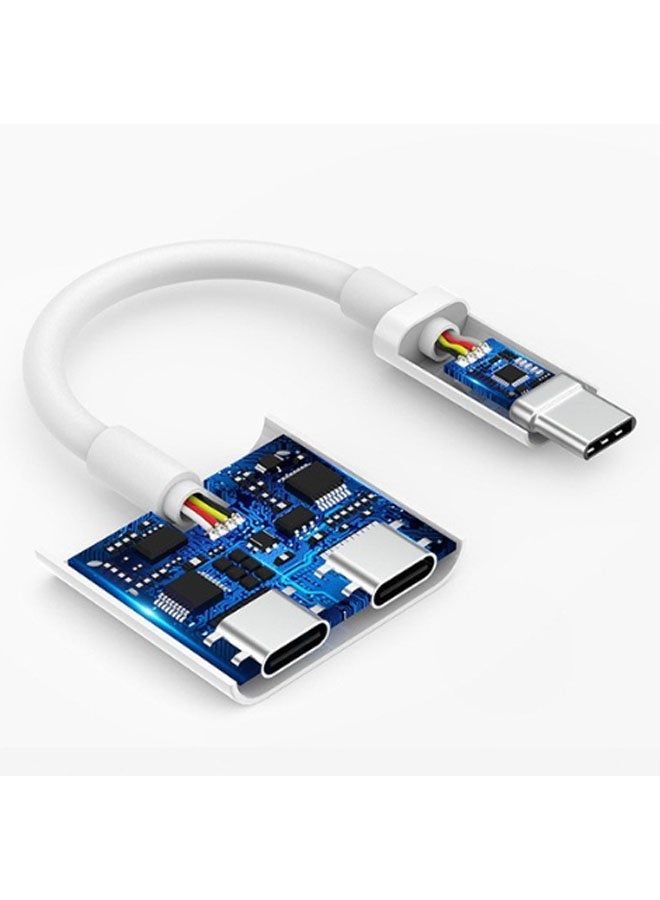 CF USB-C to Dual USB-C Port Audio and Charging 2-in-1 Adapter Extender (No Power Required) Charging Audio Sync Connector (White) - Image 2