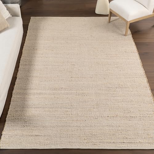 nuLOOM 26 x 12 Elfriede Jute  Cotton Hand Woven Area Rug Natural Solid Rustic Farmhouse Style Weaved Design Natural Fiber For Bedroom Living Room Dining Room Hallway Office Entryway