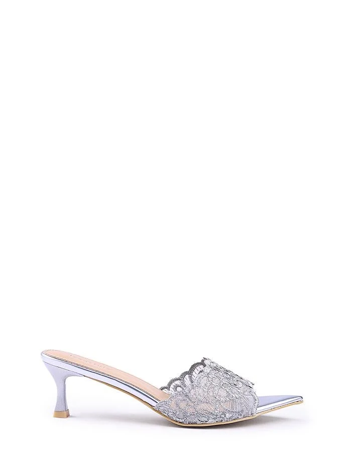 Womens lace pattern pointed toe heeled sandal