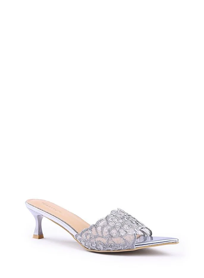 IconStyle Womens lace pattern pointed toe heeled sandal