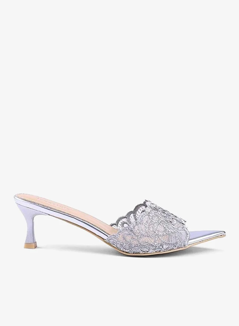 Womens lace pattern pointed toe heeled sandal