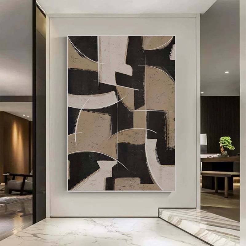 ماركتنا لوحة قماشية بتصميم الفن الهندسي مع برواز مجوف مقاس (50×70) قطعة واحدة - Image 1