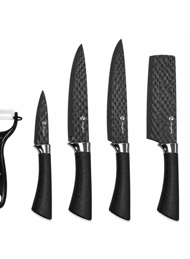 5-Piece Non-Stick Coated Kitchen Knife Set with Ceramic-Coated Stainless Steel Blades & Vegetable Peeler - Image 2