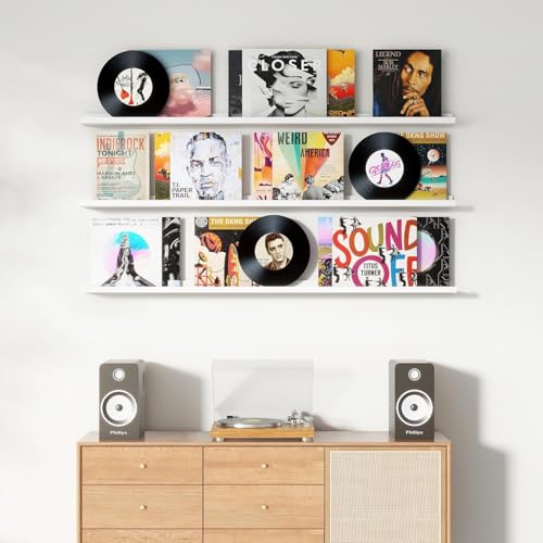 Streem Sheesham Wood Floating Shelves, Wall Shelves Set of 3, Picture Shelf Photo Ledge Shelves for Bathroom Kitchen and Bedroom,Livingroom & Office (White, 56 inch) - Image 4