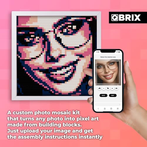 QBRIX Custom Selfie Mosaic Building Set Art Kit for Wall Art Creation from Any Photo Personalised Gift Building Blocks Portrait with Frame Pixel Art Building Kit Poster 175 x 175 inch - Image 5
