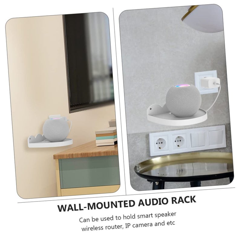 Wall Mounted Audio Rack Cable Organizer Shelf For Speaker Router Black - Image 5
