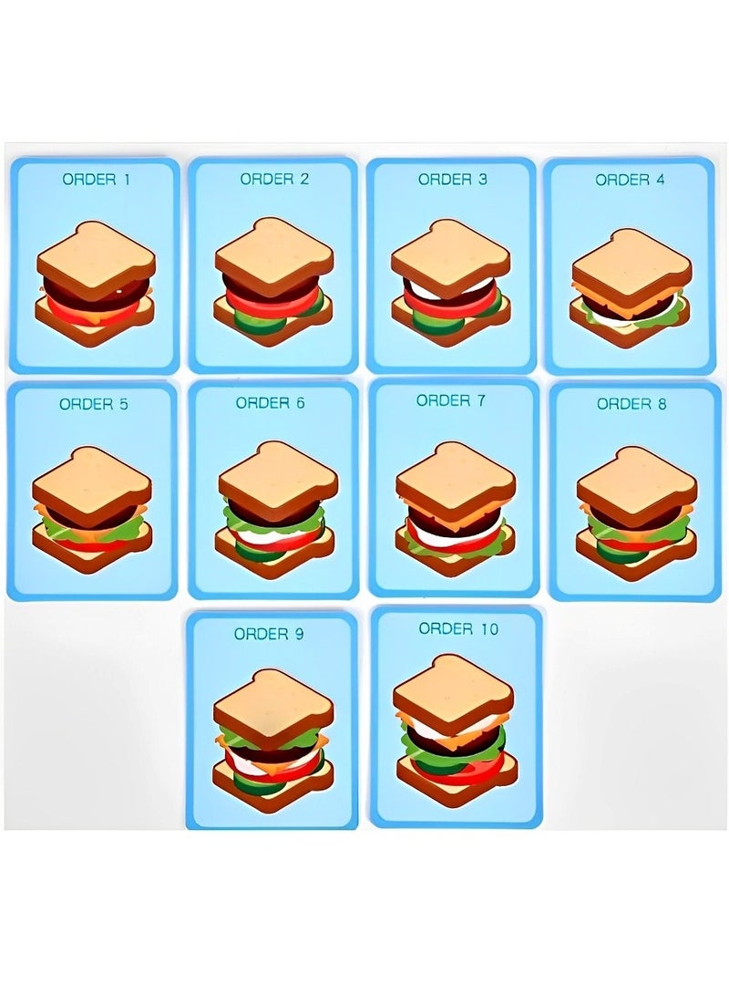 Wooden Pretend Play Puzzle Blocks Toy for Kids, Includes Different Materials to Make Sandwiches Stacking, Children Use the Blocks to Finish the Food, Montessori Educational Blocks Toy for Toddlers - Image 3