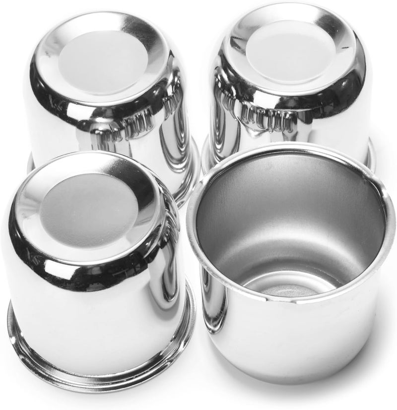 GTOWNWORKS 4Pcs 3.19 inch Wheel Center Caps Fit 3.19" Center Bore Truck Trailer RV SUV Wheels Rims, Carbon Steel Chrome Silver Push Through Hub Covers - Image 1