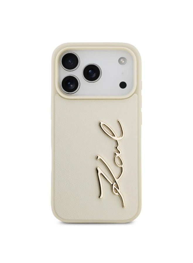 Karl Lagerfeld iPhone 17 Pro Case / PU Leather Back Cover With Karl Script Logo & Buttons - Image 1
