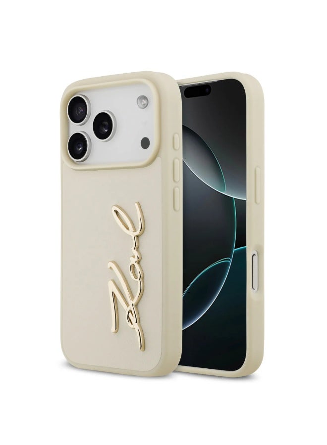 Karl Lagerfeld iPhone 17 Pro Case / PU Leather Back Cover With Karl Script Logo & Buttons - Image 5