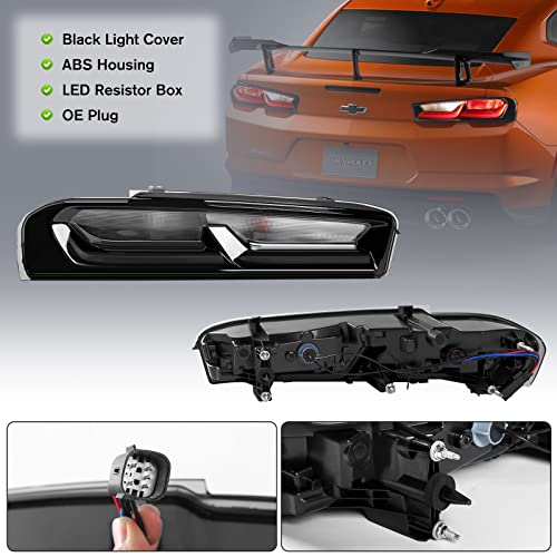 LitMiRaCle LED Smoked Tail Lights Compatible for Chevy Camaro 2016 2017 2018 With Turn Signal lights, Daytime Running Rear lamps Assembly Upgrade (Smoked Black) - Image 5