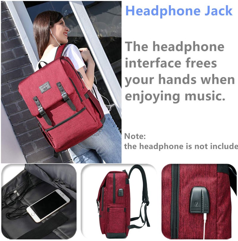 HFSX Vintage Backpack Anti Theft Laptop Backpack Men Women Business Travel Computer Backpack College Bookbag Stylish Water Resistant Vintage Backpack with USB Port Fits 15.6 Inch Laptop - Image 3