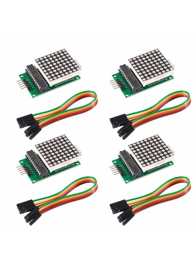 ALAMSCN وحدة مصفوفة النقاط MAX7219 عرض LED 8x8 لوحدات Arduino Raspberry Pi المتحكمات الدقيقة مع أسلاك 5 دبابيس حمراء (عبوة من 4) - Image 1