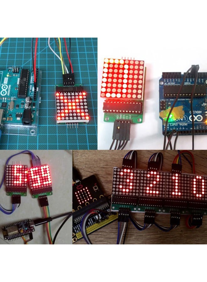 ALAMSCN وحدة مصفوفة النقاط MAX7219 عرض LED 8x8 لوحدات Arduino Raspberry Pi المتحكمات الدقيقة مع أسلاك 5 دبابيس حمراء (عبوة من 4) - Image 3