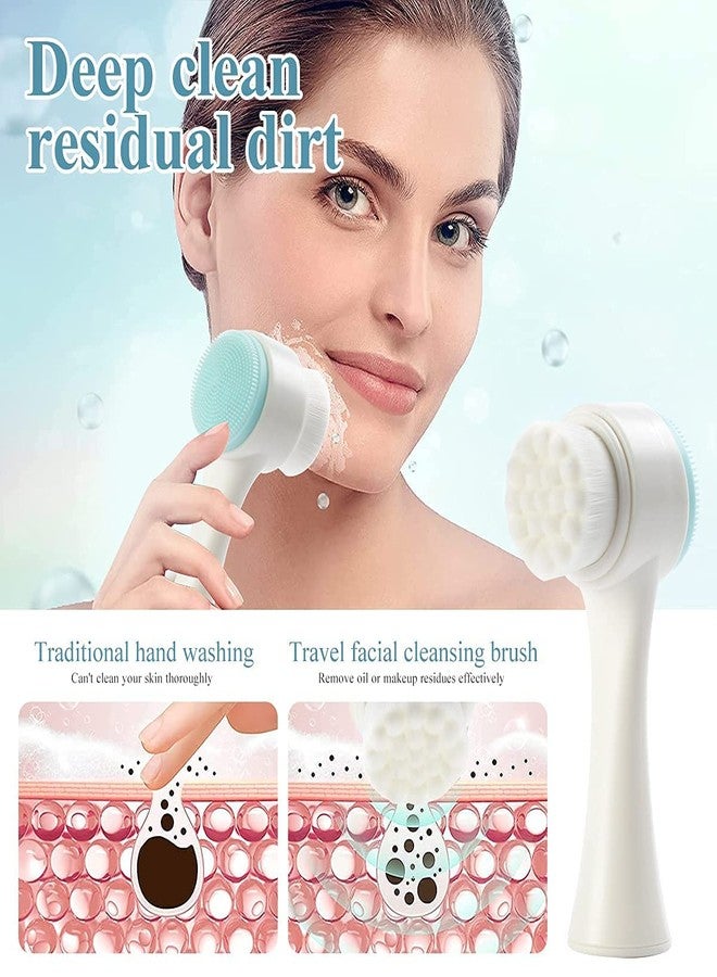 DEV STORE 2 in 1 Face Brush for Cleansing and Exfoliating - Facial Cleaning Brush with Soft Bamboo Fiber Bristles - Scrubber to Massage and Scrub Your Skin - Deep Pore Exfoliation, Wash Makeup, Massaging, Acne - Image 4