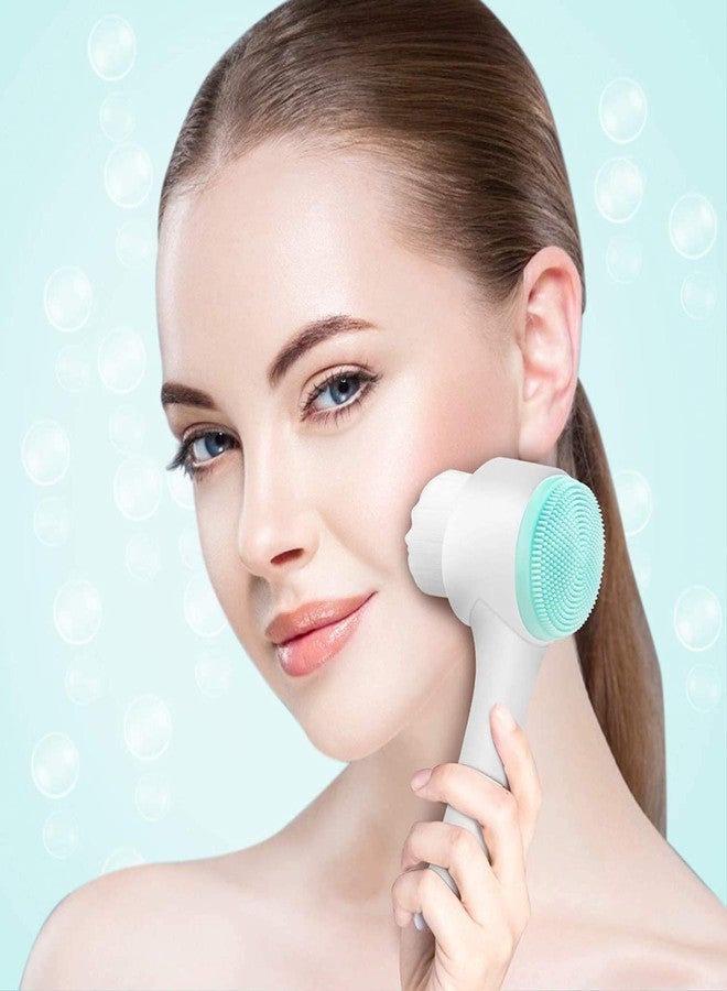 DEV STORE 2 in 1 Face Brush for Cleansing and Exfoliating - Facial Cleaning Brush with Soft Bamboo Fiber Bristles - Scrubber to Massage and Scrub Your Skin - Deep Pore Exfoliation, Wash Makeup, Massaging, Acne - Image 3