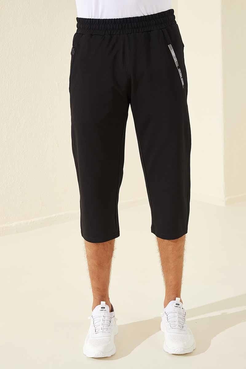 Tommy Life Black Men's Front Pocket Detailed Standard Fit Classic Leg Capri-83092_1  - Image 1