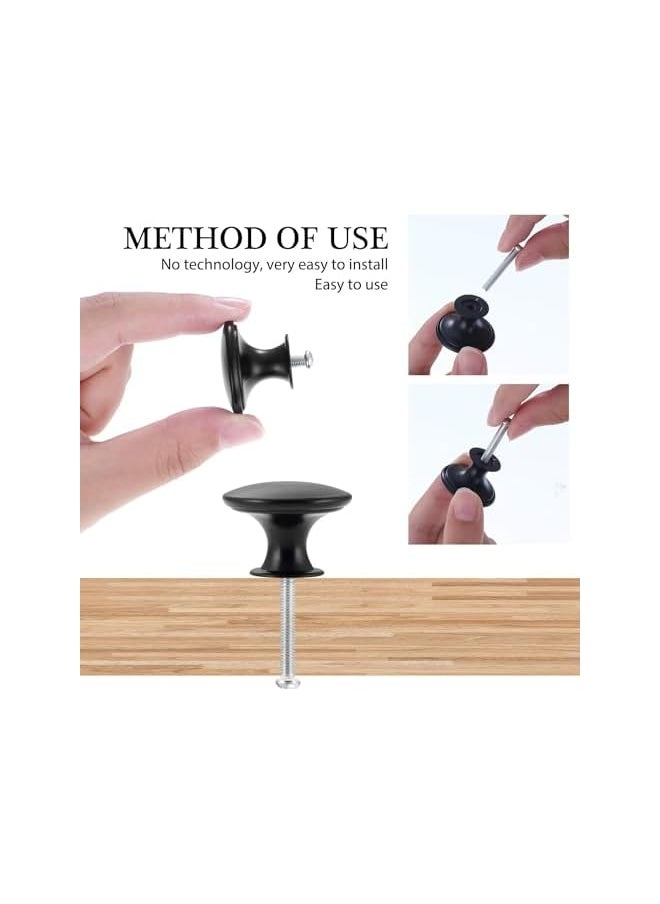 PROMASS promass Cabinet Drawer Knobs, 12 Pack Kitchen Cabinet Knobs for Wardrobe, Cupboard, Cabinet Knob with 12 Pieces Screws, Hardware Round Drawer Knobs for Bathroom Furniture Door Window (Black)  - Image 4