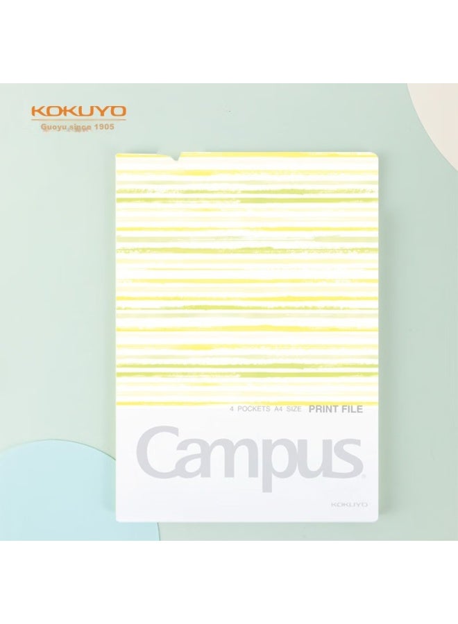 Kokuyo A4 File Folder, Watercolor Text, Campus Student Storage Binder, Document Pouch, Yellow, Wsg-fud810y - Image 1
