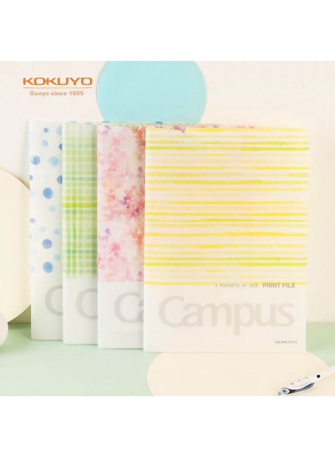 Kokuyo A4 File Folder, Watercolor Text, Campus Student Storage Binder, Document Pouch, Yellow, Wsg-fud810y - Image 2