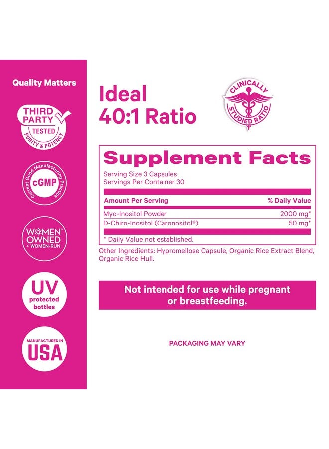 Pink Stork Myo-Inositol & D-Chiro Inositol Supplement - Hormonal Balance for Women - Ovarian Support - 40:1 Ratio - Fertility Supplements for Women - 90 Capsules, 1 Month Supply - Image 4
