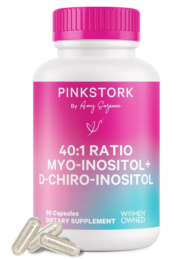 Pink Stork Myo-Inositol & D-Chiro Inositol Supplement - Hormonal Balance for Women - Ovarian Support - 40:1 Ratio - Fertility Supplements for Women - 90 Capsules, 1 Month Supply - Image 1
