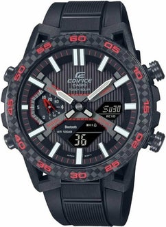 Edifice Black Silicone Men's Wristwatch 100 Meters Water Resistant