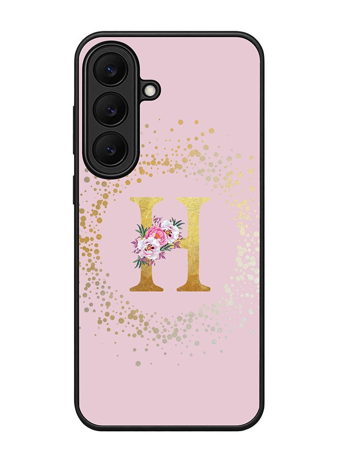 Stylizedd Rugged Case for Samsung Galaxy S26 FE- Slim Fit Hybrid Rubber Cover Floral Monogram - H (Pink)
