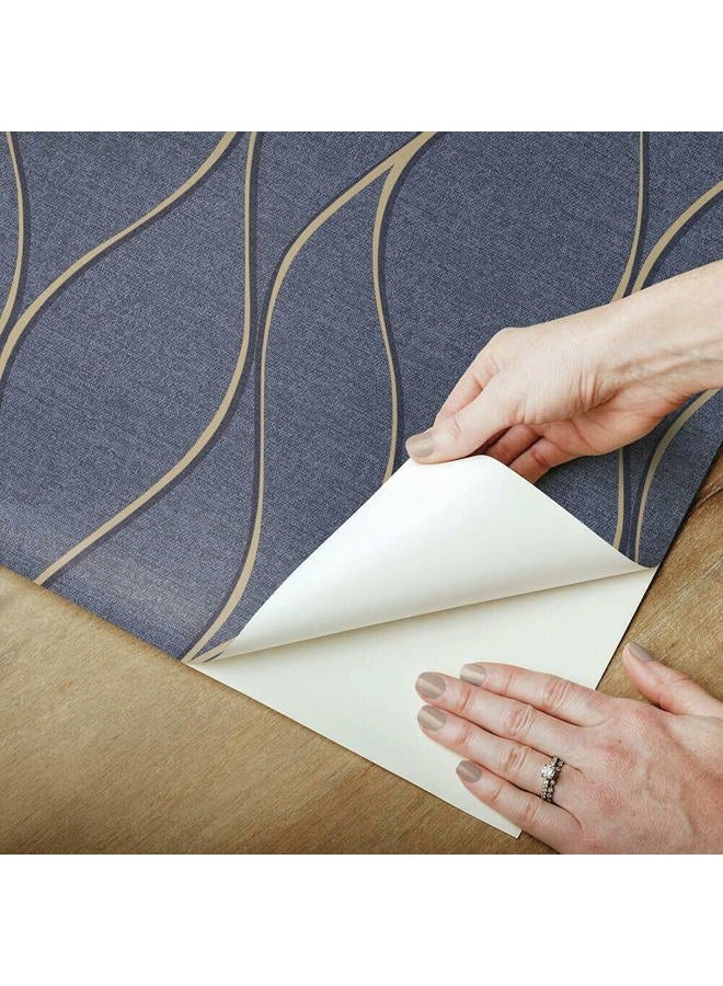 Roommates Rmk11293Wp Blue Wave Ogee Peel And Stick Wallpaper - Image 5