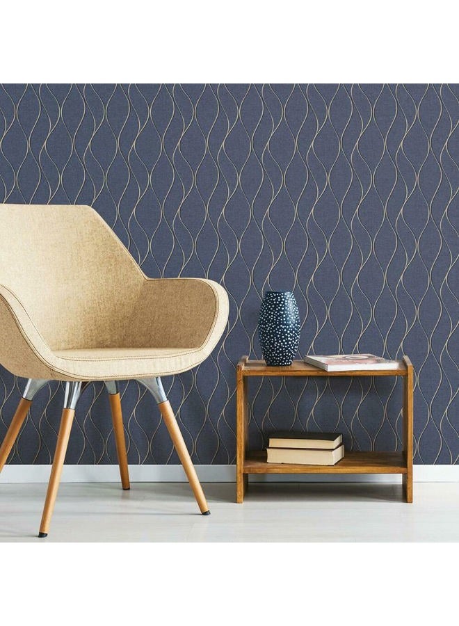 Roommates Rmk11293Wp Blue Wave Ogee Peel And Stick Wallpaper - Image 1