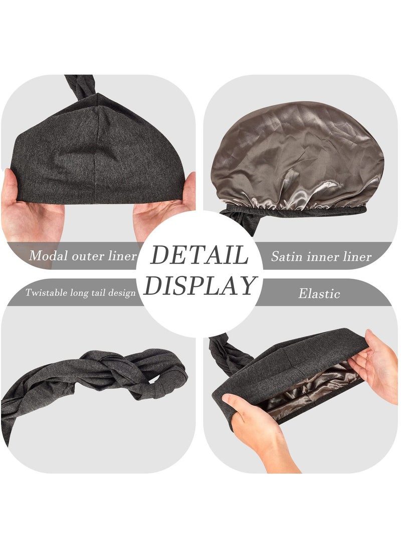 Excefore Turban for Men Turban Vintage Twist Head Wraps for Men Stretch Modal and Satin Turban Scarf Tie for Hair 2 Pcs  - Image 5