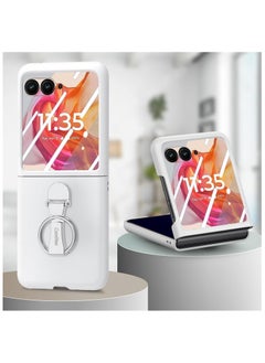 Compatible with Motorola Razr 50 Ultra Case with Ring, with Electroplated Three-axis Ring Stand & Screen Protector,Slim Skin-feeling PC Protective Case for Moto Razr 50 Ultra