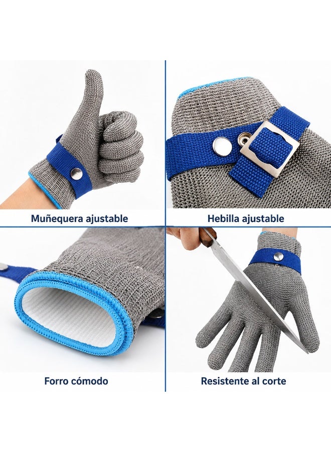 TACMEKA 4 Set Cut Resistant Gloves A9 Level 316 Stainless Steel Mesh Gloves with Nylon Liner, Adjustable Wrist Strap, Butcher Gloves for Meat Cutting, Kitchen Food Handling and Processing - Image 5