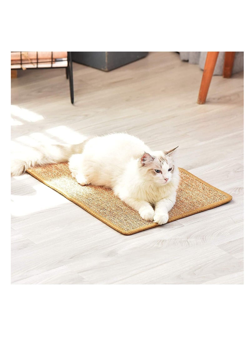 دوبكارت حصيرة خدش القطط من نسيج السيزال، مقاس 23.6 × 15.7 بوصة، سجادة خدش للقطط من السيزال الطبيعي، سجادة لأرضية القطط الأفقية، تحمي السجاد والأرائك - Image 5
