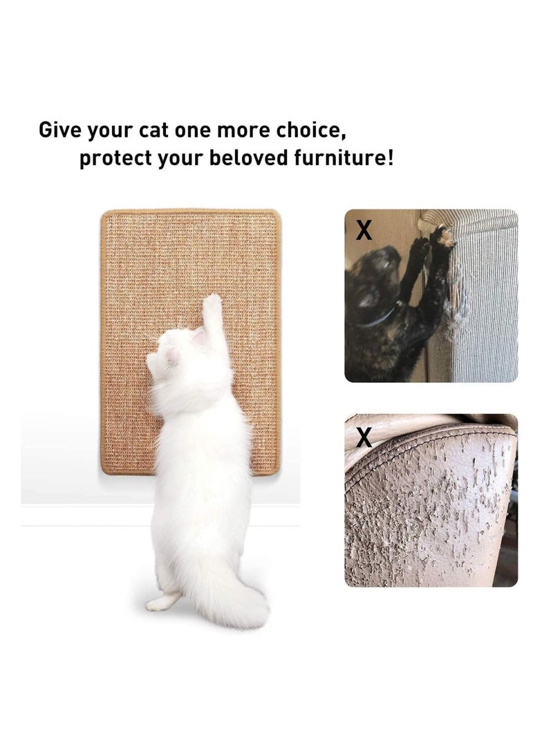 دوبكارت حصيرة خدش القطط من نسيج السيزال، مقاس 23.6 × 15.7 بوصة، سجادة خدش للقطط من السيزال الطبيعي، سجادة لأرضية القطط الأفقية، تحمي السجاد والأرائك - Image 3