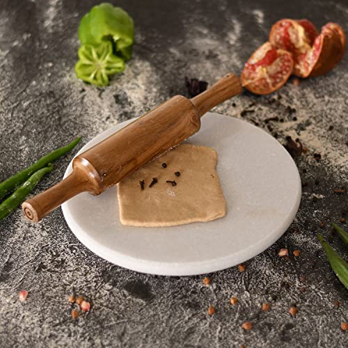 Jaipur Ace Marble Chakla Belan Set 10 Inch White | Roti Maker Board with Rolling Pin | Chapati Maker for Kitchen | Polished Stone Chakla for Daily Cooking | Durable & Easy Clean Kitchen Tool - Image 3