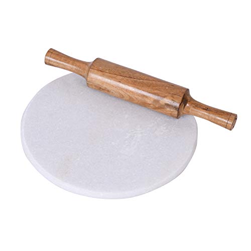 Jaipur Ace Marble Chakla Belan Set 10 Inch White | Roti Maker Board with Rolling Pin | Chapati Maker for Kitchen | Polished Stone Chakla for Daily Cooking | Durable & Easy Clean Kitchen Tool - Image 4