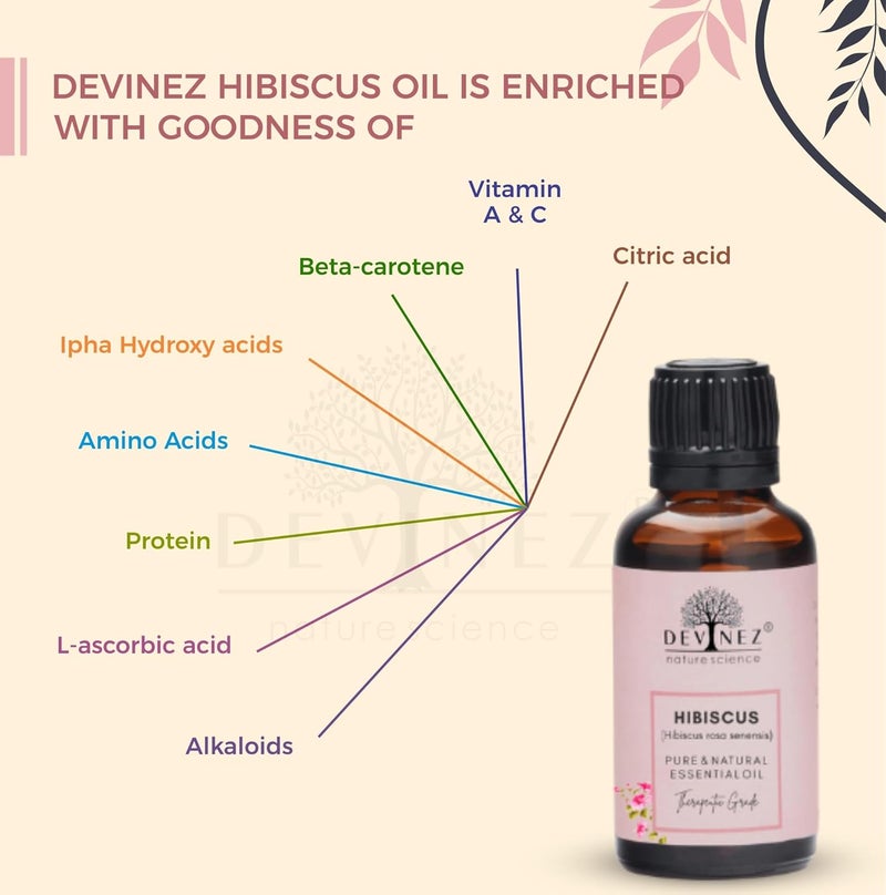 Devinez Hibiscus Essential Oil 30ml Gudhal ka Tail 100 Pure Natural Undiluted in Glass Bottle for Hair Skin Care - Image 3