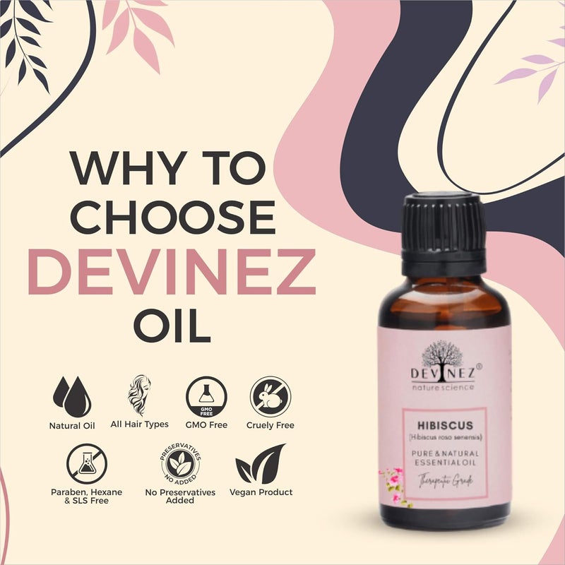 Devinez Hibiscus Essential Oil 30ml Gudhal ka Tail 100 Pure Natural Undiluted in Glass Bottle for Hair Skin Care - Image 2
