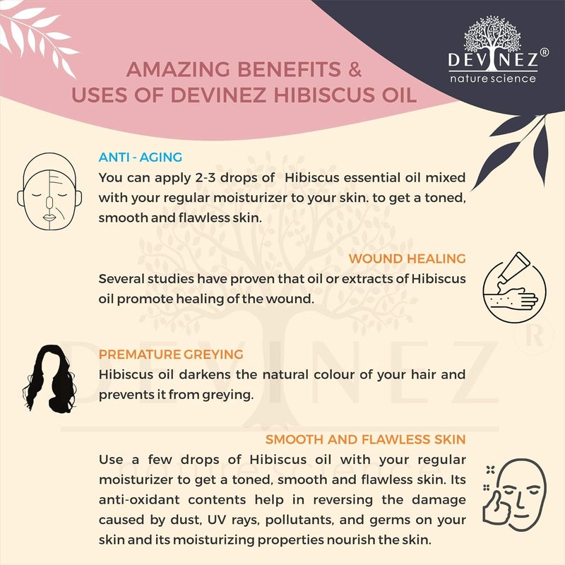 Devinez Hibiscus Essential Oil 30ml Gudhal ka Tail 100 Pure Natural Undiluted in Glass Bottle for Hair Skin Care - Image 5