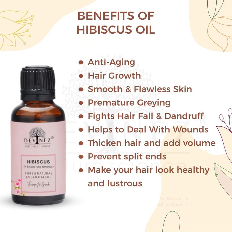 Devinez Hibiscus Essential Oil 30ml Gudhal ka Tail 100 Pure Natural Undiluted in Glass Bottle for Hair Skin Care - Image 4